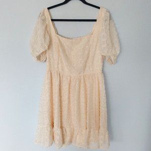 Southern Fried Chics Ivory Smocked Babydoll Dress with Eyelash Swiss Dot…